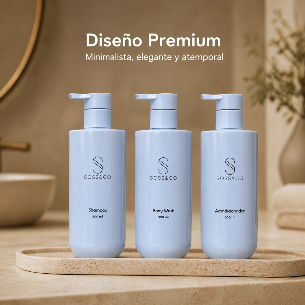 Set de 3 dispensadores recargables 300 ml – Azul cielo