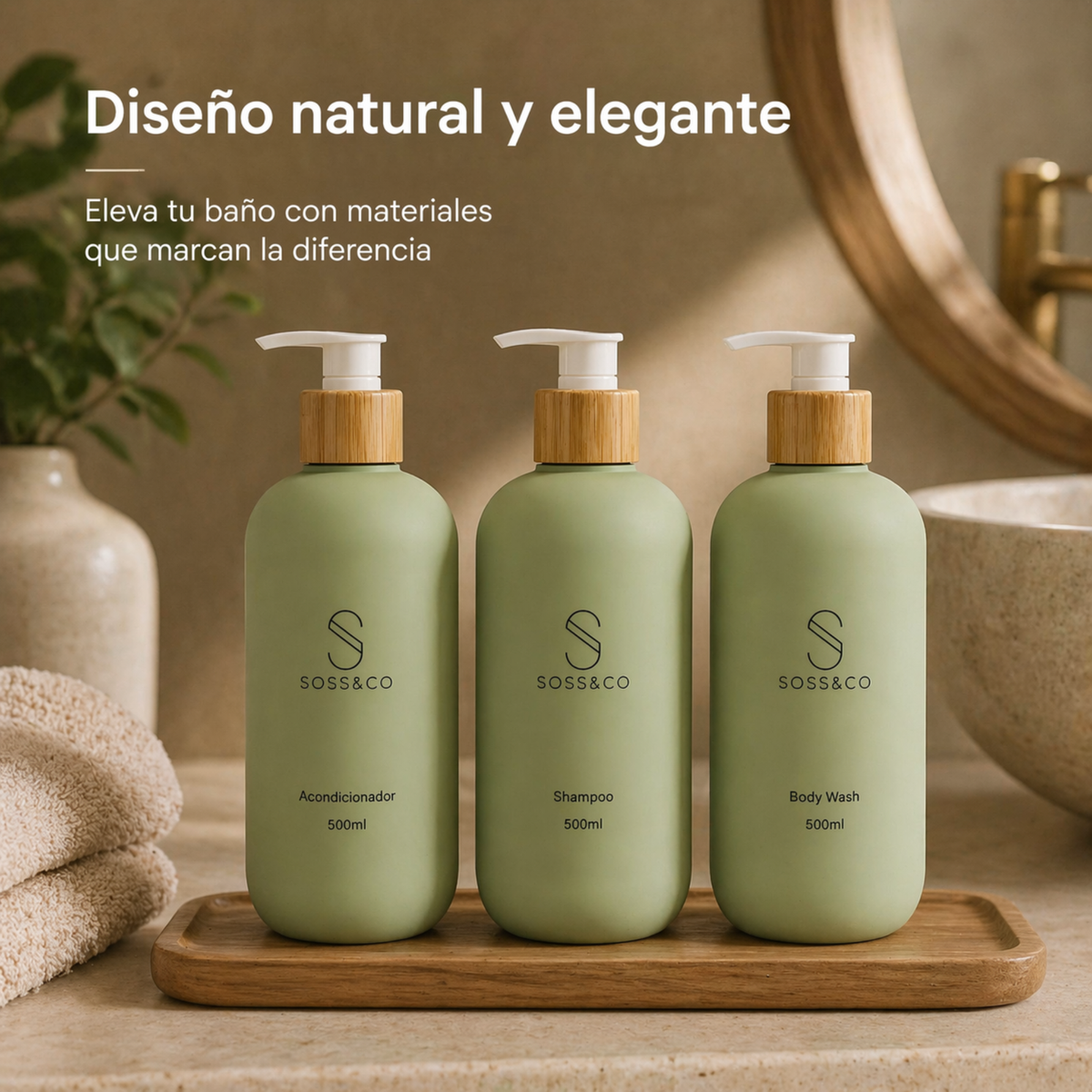 Set de 3 dispensadores recargables 500 ml – Verde aguacate