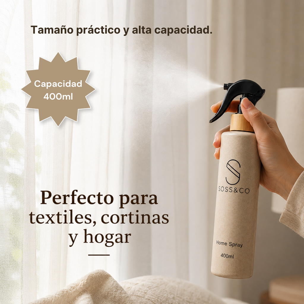 Set de 2 botellas Home Spray 400 ml con paja de trigo – Beige