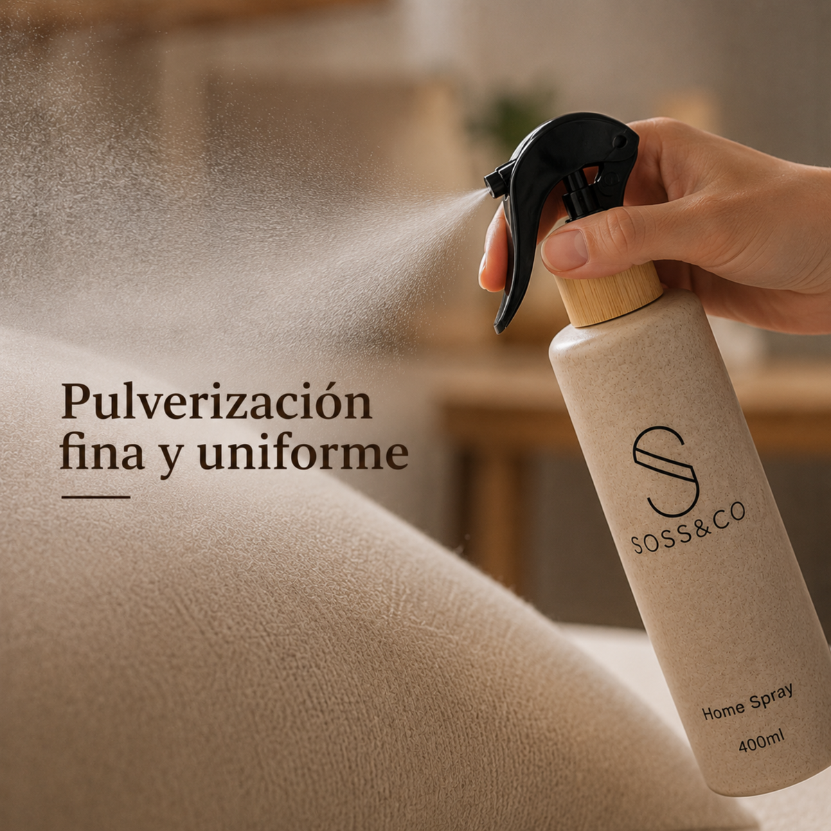 Set de 2 botellas Home Spray 400 ml con paja de trigo – Beige