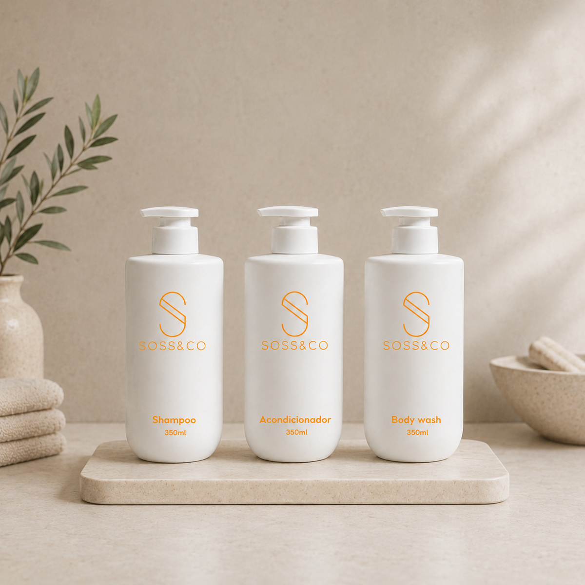 Set de 3 dispensadores recargables 350 ml – Blanco