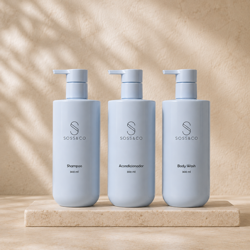 Set de 3 dispensadores recargables 300 ml – Azul cielo