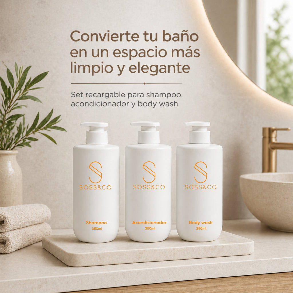 Set de 3 dispensadores recargables 350 ml – Blanco